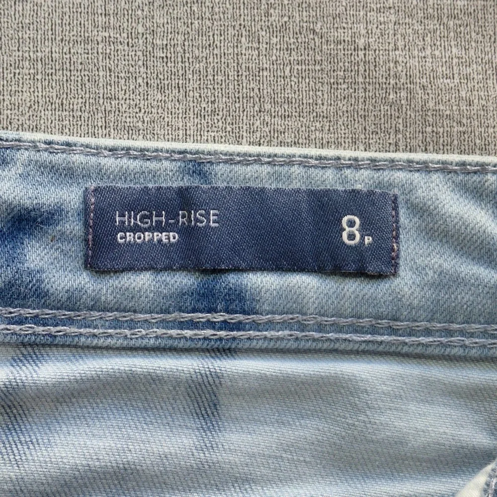 J. Jill Denim High Rise Cropped Tie Dye‎ Capri Jeans 8P Mid Rise Rolled Cuff